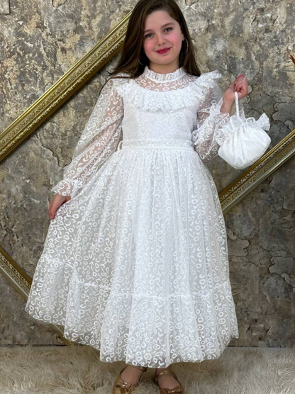 Kız Çocuk Nisa Model Tam Boy Çantalı Abiye Elbise